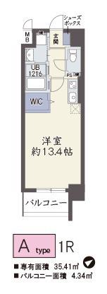 メゾンドボヌール(ワンルーム/4階)の間取り写真