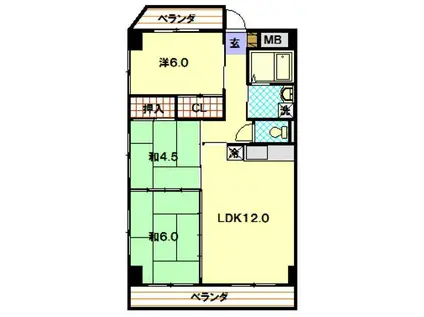 セントラルパークマンション(3LDK/2階)の間取り写真