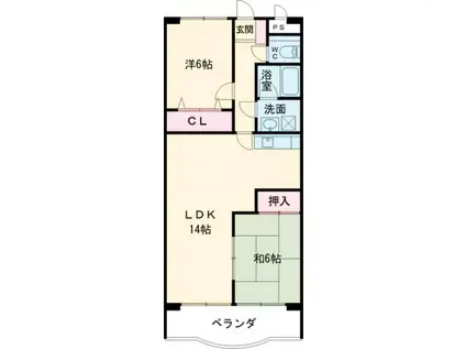 サンアルカディアS(2LDK/4階)の間取り写真