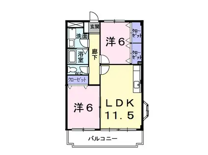 エクセルステージ8(2LDK/2階)の間取り写真