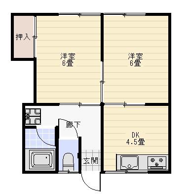 代田コーポ(2DK/1階)の間取り写真