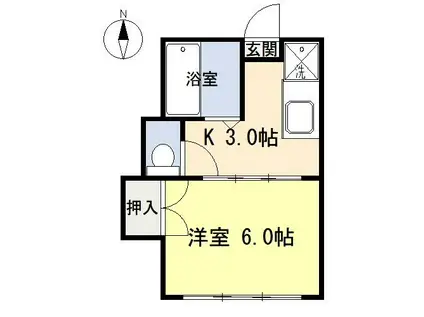 エトワール山田(1K/1階)の間取り写真