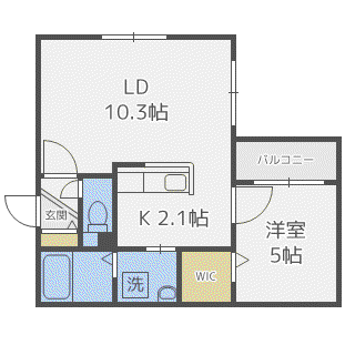 シティプレミア発寒(1LDK/1階)の間取り写真