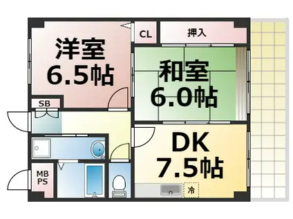カーサファミール(2DK/4階)の間取り写真