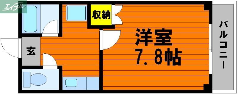 ウイング東島田(1K/3階)の間取り写真
