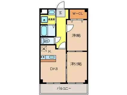アニヴェルセル(2DK/4階)の間取り写真