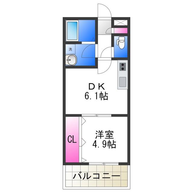 TKアンバーコート浜寺II(1DK/1階)の間取り写真