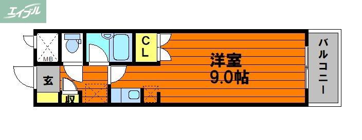 プランドール内山下(1K/5階)の間取り写真