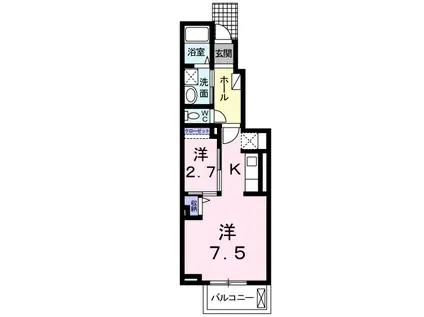 エミネントFUJI B(1SK/1階)の間取り写真