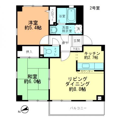フォブールトロワ向井(2LDK/3階)の間取り写真