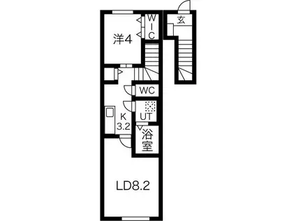 JR東北本線 北上駅 徒歩43分 2階建 築3年(1LDK/2階)の間取り写真