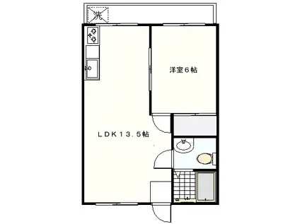 KMビル(1LDK/3階)の間取り写真