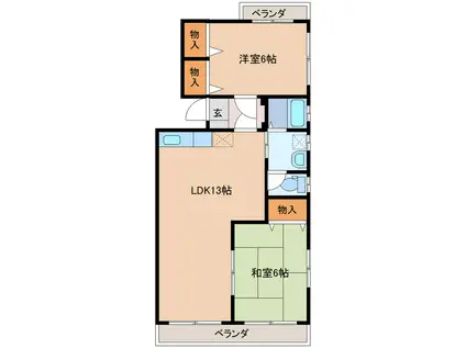 エスペランス アン(2LDK/2階)の間取り写真