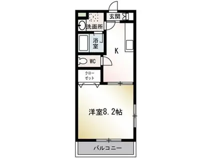 ジョワヴェルジェ(1K/3階)の間取り写真