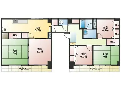 ナビハイツ今伊勢(5DK/3階)の間取り写真