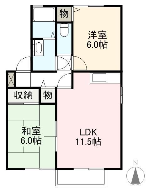 メゾンパークスC(2LDK/1階)の間取り写真