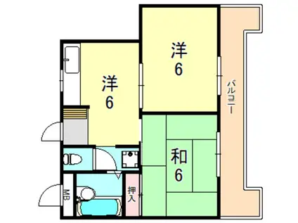ホワイトスワン明石(2DK/3階)の間取り写真