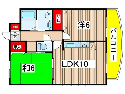 ボヌールII(2LDK/11階)の間取り写真