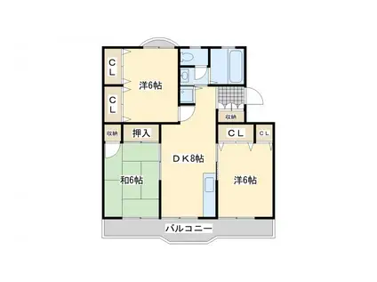 鳴水コーポラス(3DK/3階)の間取り写真