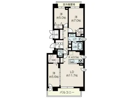 LE CORNOUILLER YAMAHANA(3LDK/3階)の間取り写真