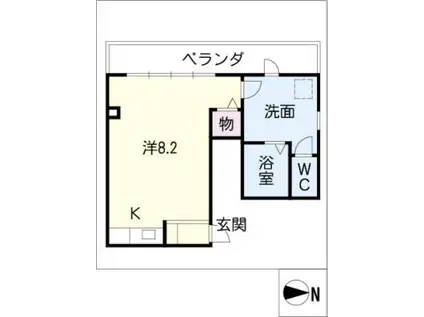 駅前ハイツ(ワンルーム/2階)の間取り写真