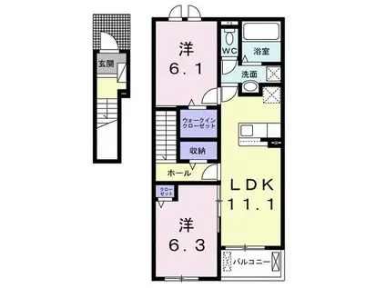 HASHIMOTOBASE II(2LDK/2階)の間取り写真