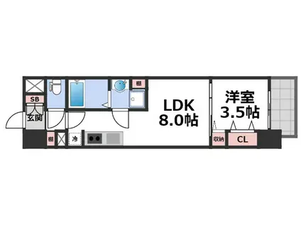 リアライズ南巽(1LDK/6階)の間取り写真