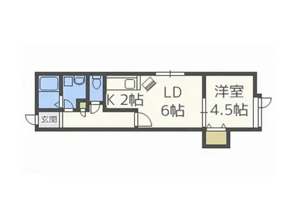 フリューブジョーヌIII(1LDK/3階)の間取り写真