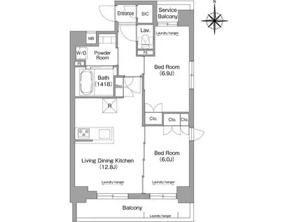 メトロステージPLUS中野弥生町(2LDK/6階)の間取り写真