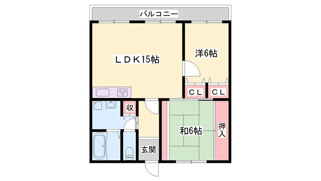 ロワイヤル京見橋(2LDK/3階)の間取り写真