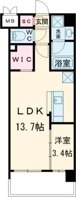 ウィングス西本町(1LDK/2階)の間取り写真