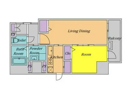 アンシャンテ夕陽丘(1LDK/8階)の間取り写真