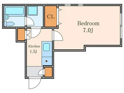 HAPPY・DE・SANGENJAYA(1K/1階)の間取り写真