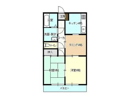 リバティ安原II(2DK/1階)の間取り写真