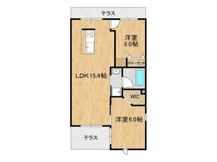 ALLURE JIMBA(2LDK/1階)の間取り写真