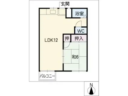 ジュネス篠田(1LDK/2階)の間取り写真