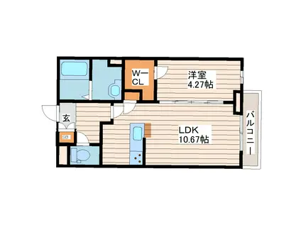 ベルシティ・ネオ(1LDK/1階)の間取り写真
