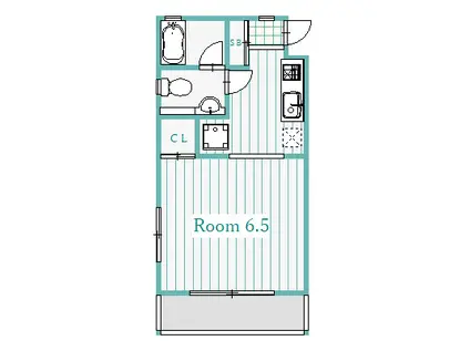 フラットK(1K/1階)の間取り写真