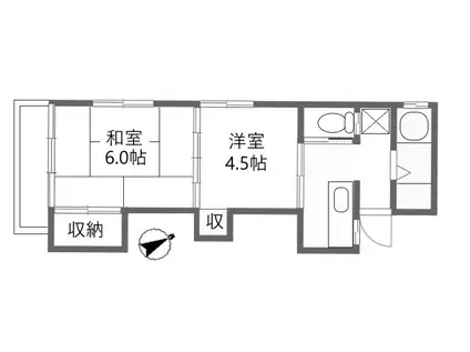 西武新宿線 武蔵関駅 徒歩20分 2階建 築59年(2K/2階)の間取り写真