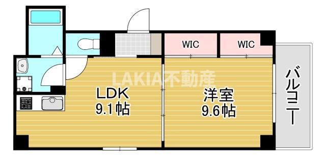 京橋オリエンタルキューブ(1LDK/3階)の間取り写真