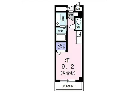 初ビル(ワンルーム/2階)の間取り写真