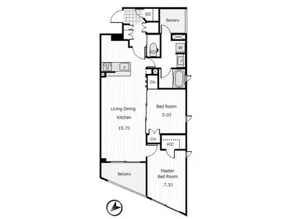 エステート南砂福島橋(2LDK/1階)の間取り写真