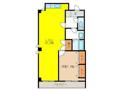 ハイツ元住(1LDK/7階)の間取り写真