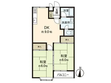 プレステージ修隆館(2DK/2階)の間取り写真