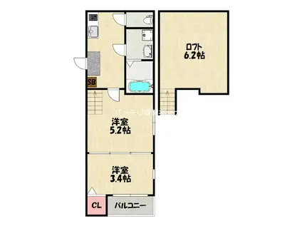 LUCE 高宮(2K/2階)の間取り写真