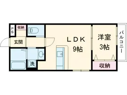 牧野阪アパート(1LDK/2階)の間取り写真