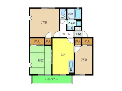 メゾン栄(3DK/2階)の間取り写真