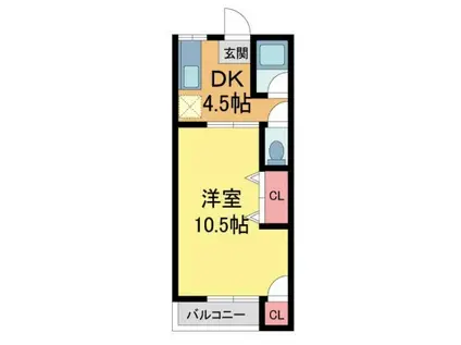 五月ヶ丘グリーンヴィラ(1DK/2階)の間取り写真