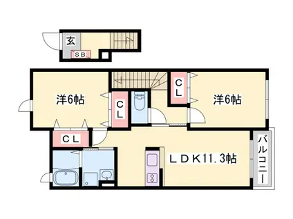 ヴィエルジュ(2LDK/2階)の間取り写真