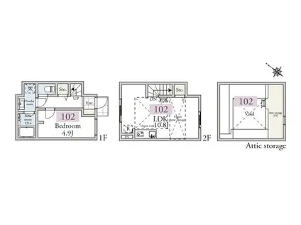 アーベインテラス久が原(1LDK/1階)の間取り写真